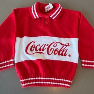 Vintage Coca Cola Childs Sweater Collared Buttons USA Made Rare Small See Photos